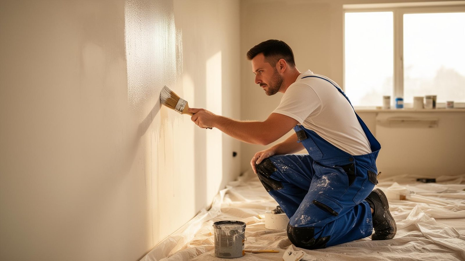 Professional exterior house painting in progress